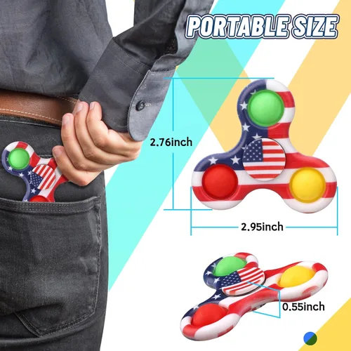 Miniatura 2 de Paquete de 12 juguetes giratorios para rellenar calcetines de Navidad, para niños y niñas, juguetes giratorios sensoriales para apretar burbujas