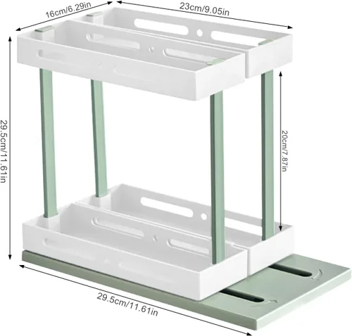 Miniatura 7 de DULRLLY Organizador giratorio para especias, 2 estantes de especias de dos pisos, organizador de armario de cocina extraíble para tiendas recetas