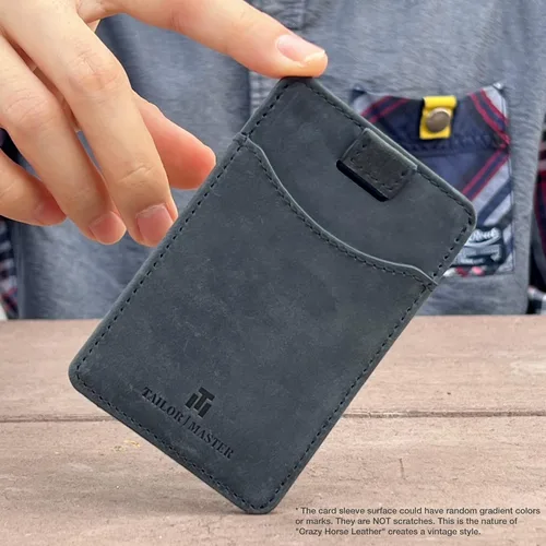 Miniatura 7 de Tailor Master Tarjetero para Tesla Model 3 X Y Slim Minimalista Tarjetero Bloqueo RFID, Azul marino