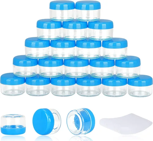 Miniatura 26 de 100 piezas de 5 gramos Envases de muestra, tarros vacíos de 5 ml con tapas, envases cosméticos pequeños, tarros de muestra mini con 8 piezas de mini