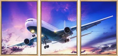 Miniatura 115 de wall26 Lienzo enmarcado para pared, juego de arte exótico tropical, océano, mar, avión, puesta de sol, transporte, fotografía, realismo, decorativo