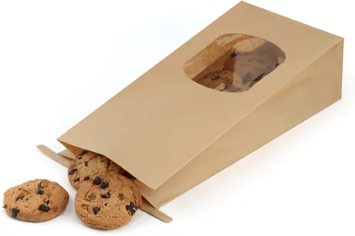 Miniatura 4 de BagDream Bolsas de panadería con ventana, 100 bolsas de papel kraft de 4.5 x 2.36 x 9.6 pulgadas, para ventana de grano de café, galletas