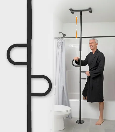 Miniatura 12 de Stander Wonder Pole Lite - Barra de seguridad ajustable de suelo a techo con mango de soporte de seguridad para prevención de caídas, poste de Blanco
