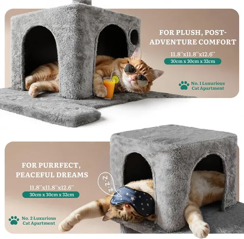 Miniatura 4 de YITAHOME - Torre de árbol para gatos de 70.8 pulgadas para gatos de interior: condominio de casa de juegos para mascotas de varios niveles, muebles