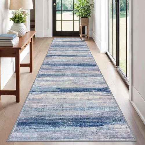 Miniatura 86 de KOZYFLY – Alfombra de pasillo moderna y lavable de diseño abstracto verde, 2 x 5 pies, antideslizante, suave y de pelo corto, ideal para cocina
