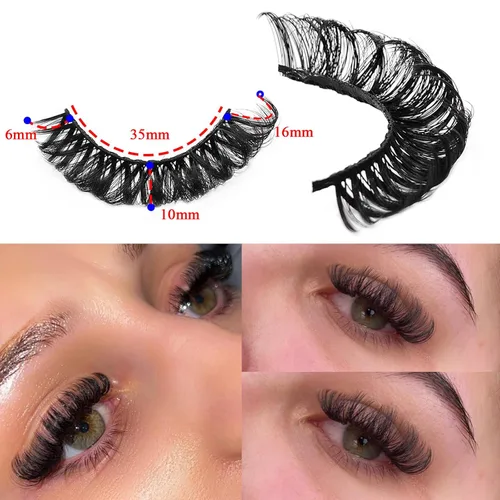 Miniatura 5 de 10 pares de pestañas rusas 3D voluminosas, con curvatura DD, pestañas postizas de visón sintético, pestañas de 19/32 de pulgada que parecen S09