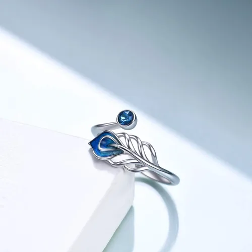 Miniatura 2 de Anillo ajustable con pluma, libélula, cruz, celta, plata de ley, joyería abierta, regalos para mujer