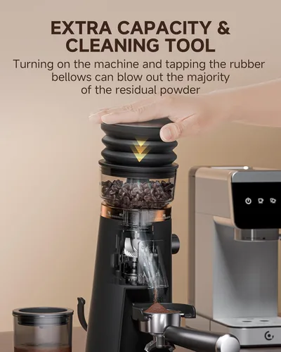 Miniatura 6 de AMZCHEF Molinillo de café de dosis única, molinillo de rebabas de 75 ajustes, rebabas cónicas de 1.575 in, diseño antiestático y de baja retención