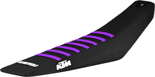 Enjoy Mfg Funda para asiento - Compatible con KTM 2023 SX-SXF 125-450 Logo #352 (Todas las costillas negras/moradas)