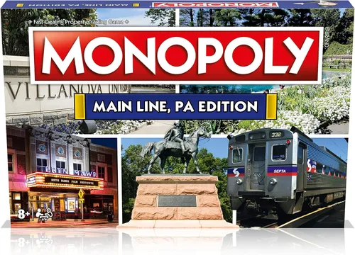 Monopoly - Juego de mesa The Main Line Edition: 2-6 jugadores, juegos de mesa familiares para niños y adultos, juegos de mesa para niños de 8 años