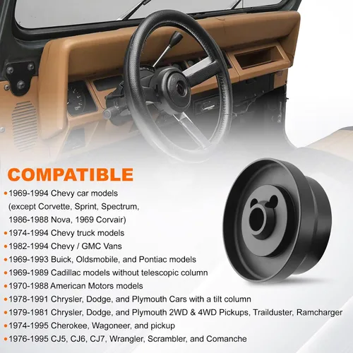 Miniatura 2 de Adaptador de cubo de volante de 5/6 agujeros para camioneta Chevy Cadillac GMC Pontiac, adaptador de volante pulido de aluminio Billet (negro)