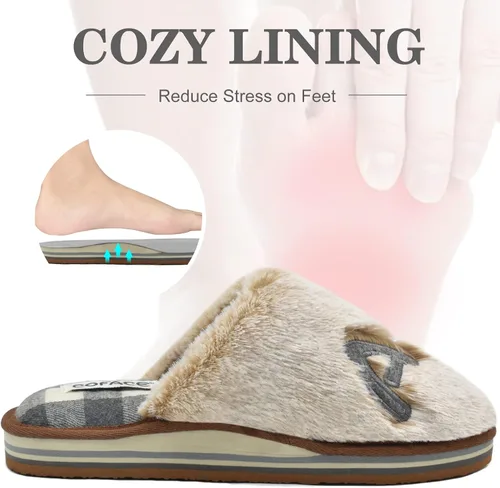Miniatura 5 de COFACE Pantuflas de espuma viscoelástica para mujer, cómodas y cálidas, con forro de cojín acogedor