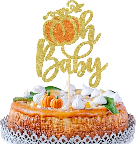 Miniatura 16 de 1 paquete de decoración de pastel de calabaza con purpurina con tema de otoño para pastel de calabaza pequeña, decoración de pastel de cosecha