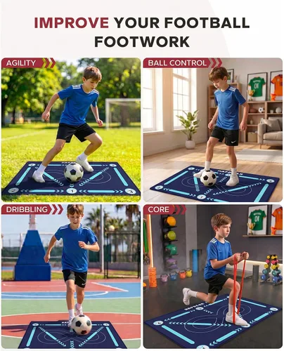 Miniatura 4 de HAPBEAR Alfombrilla de entrenamiento de fútbol de 0.2 pulgadas, equipo de entrenamiento de fútbol para el juego de pies y el dominio del balón