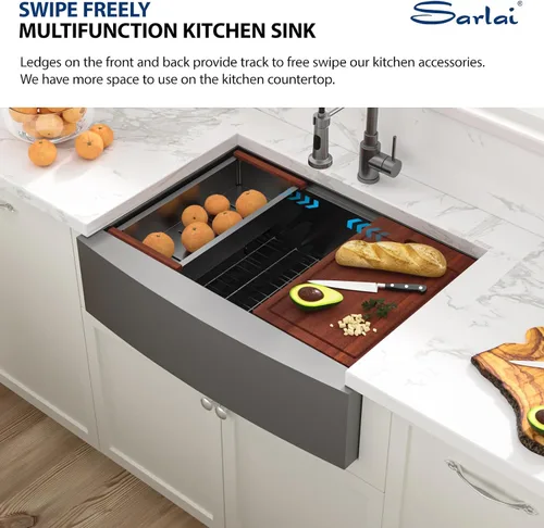 Miniatura 3 de Sarlai Fregadero de cocina de 30 unidades color negro, 30 x 22 pulgadas, fregadero de cocina de 30 x 22 pulgadas, fregadero de cocina de acero Acero