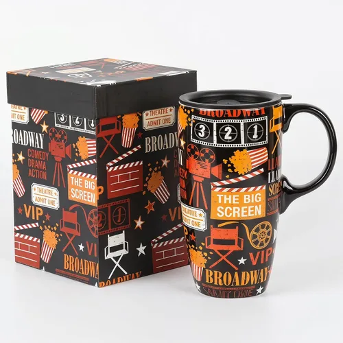 Miniatura 10 de DUSVALLY Taza de Café de Cerámica Taza de Viaje Regalo con Tapa 17oz, Taza de Té con Asa para Latte, Capuchino y Cacao, Tazas de Café de Porcelana