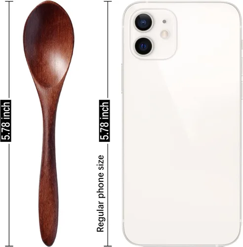 Miniatura 2 de 7 cucharas de madera pequeñas de 5.78 pulgadas para comer, miel, té, tarro y condimento, cucharadita de miel de madera para café, cucharas de madera