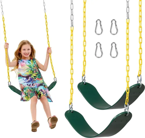 Decorlife Paquete de 2 columpios para exteriores con cadena resistente a la oxidación de 66 pulgadas, accesorios de repuesto para asientos Verde