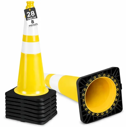 Miniatura 9 de BESEA Paquete de 4 conos de tráfico azules de 12 pulgadas con collar reflectante de 4 pulgadas, conos de seguridad de PVC resistentes con base