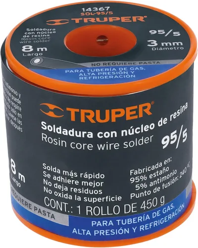 Miniatura 2 de TRUPER SOL-95/5 95/5 Alambre de soldadura de núcleo de colofonia