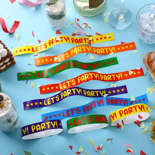 Miniatura 4 de Teling Paquete de 600 pulseras de papel para eventos, bandas de brazo para fiestas, bandas de mano ligeras de colores neón para eventos y fiestas