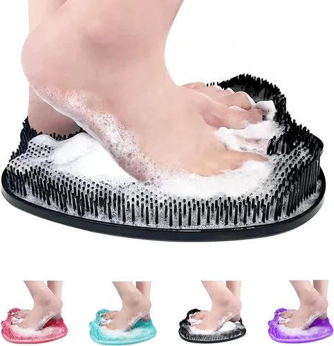 Miniatura 6 de Alfombrilla de ducha para pies, tamaño XL más grande, con ventosas antideslizantes, limpia, exfolia, masajea tus pies sin doblarse, circulación