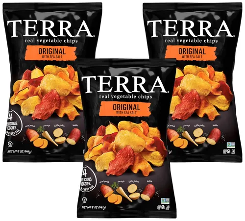 Miniatura 23 de Terra Papas fritas vegetales, Patatas dulces cortadas en ondas con sal marina, 5 onzas