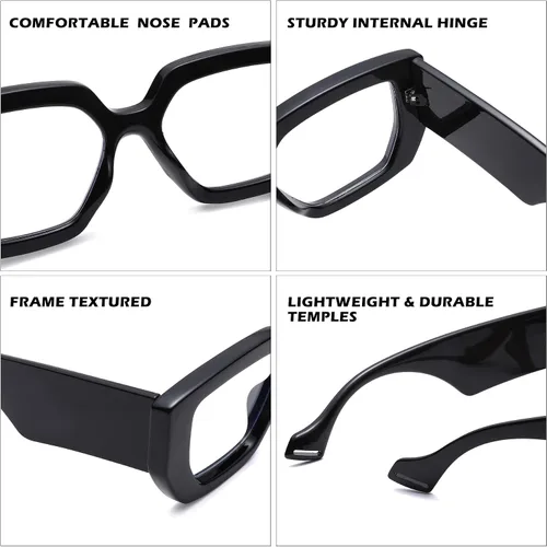 Miniatura 5 de Gafas de luz azul de marco grueso para mujeres y hombres, anteojos cuadrados de moda para juegos de computadora con lente transparente