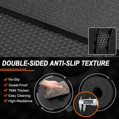 Miniatura 5 de Tapete de ejercicio grande de 8 x 5 pies 12 x 6 pies para gimnasio en casa, tapete de ejercicio resistente para suelo de gimnasio, esterilla