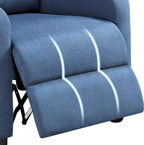 Miniatura 9 de Yaheetech Asiento de cine en casa Silla reclinable de tela moderna individual sala de estar sofá reclinable con bolsillo, resorte azul claro