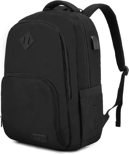 LOVEVOOK Mochila escolar para mujeres y hombres, mochila negra con compartimento para laptop de 15.6 pulgadas, bolsa ligera para libros