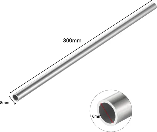 Miniatura 2 de 5 piezas de tubo de metal capilar redondo de acero inoxidable 304, tubo de 8 x 6 mm, OD x ID, longitud de 30 cm