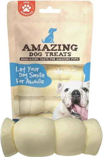 Miniatura 10 de Amazing Dog Treats - Rollos de mejillas de ternera (Mega gruesos de 4 pulgadas - 6 piezas) - Masticables alternativos seguros de cuero crudo