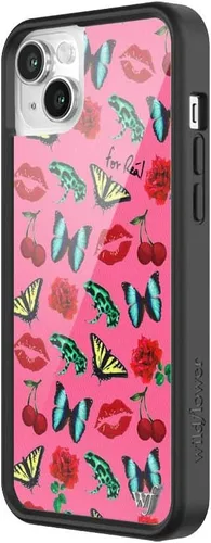 Miniatura 2 de Fundas Wildflower - Realización Par x Devon Lee Carlson, Compatible con Apple iPhone 13/14 Rojo, Ranas, Colaboración - Protector de goma negro