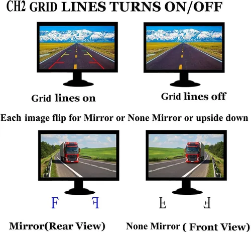 Miniatura 7 de Cámara de respaldo HD 1080P de 7 pulgadas, monitor de 7 pulgadas, 4 pines AHD AHD Kit de cámara retrovisor retrovisor con cable + monitor IPS de 4