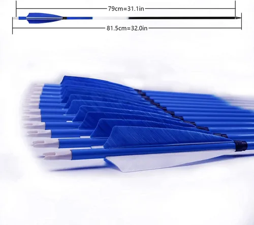 Miniatura 2 de 31Inch Carbon Arrows, Targeting Practice Hunting Arrow, Turkey Feather Fletching Arrow, with Removable Tips and nocks for Recurve & Compound Bow