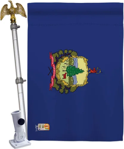 Americana Home & Garden HS140546-BO-02 Vermont Americana States Juego de banderas verticales decorativas para la casa, 28.0 x 40.0 in con mástil de