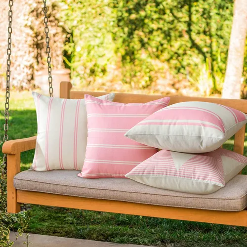 Miniatura 9 de OTOSTAR Fundas de almohada impermeables para exteriores de 18 x 18 pulgadas, diseño geométrico, decorativas, cuadradas, modernas, para jardín, Rosa