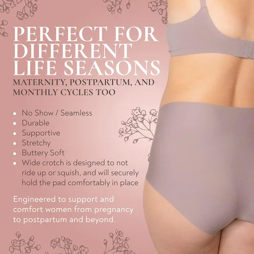 Miniatura 3 de Ropa interior de maternidad para mujer, sin costuras, posparto, no se ve, cintura alta sobre el bache, paquete de 5