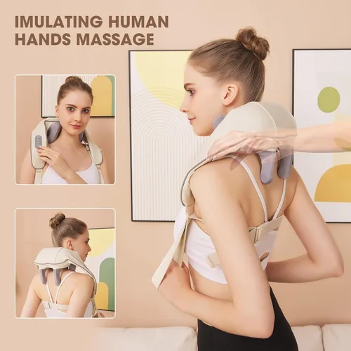 Miniatura 2 de Neck Shoulder Massager with Heat, Cordless Shiatsu Deep Tissue Kneading Massage Pillow for Pain Relief, for Neck, Back, and Leg, Gifts for Men Women