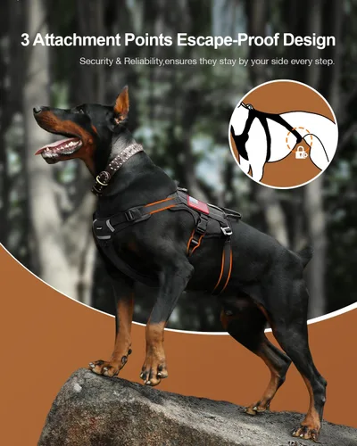 Miniatura 2 de FAYOGOO - Arnés táctico para perros de raza grande y mediana - Arnés transpirable de malla para perros a prueba de fugas con asa - Chaleco de perro