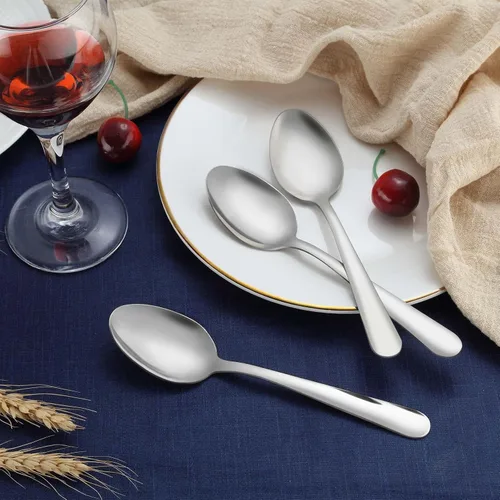 Miniatura 5 de Juego de 24 cucharas de cena – Cucharas de acero inoxidable de 6.7 pulgadas, cucharas de postre duraderas, cuchara de mesa para el hogar, cocina