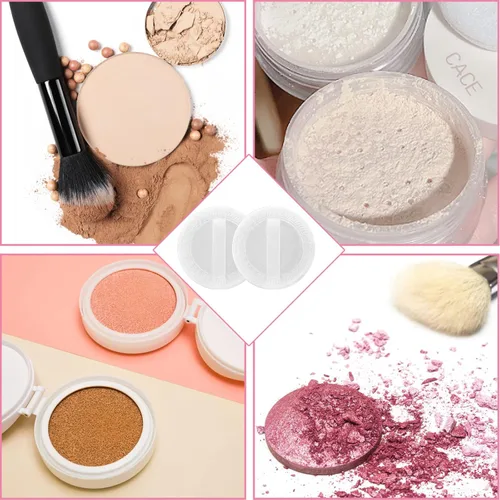 Miniatura 7 de WLLHYF 12 unidades de polvo de maquillaje de algodón rosa, soplos de polvo redondos para maquillaje facial en polvo de terciopelo para polvo suelto