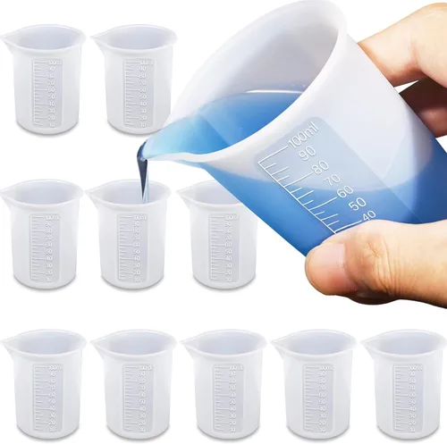 10 tazas medidoras de silicona para resina, vasos mezcladores de 3.5 onzas líquidas para resina DIY manualidades, fabricación de joyas, taza de