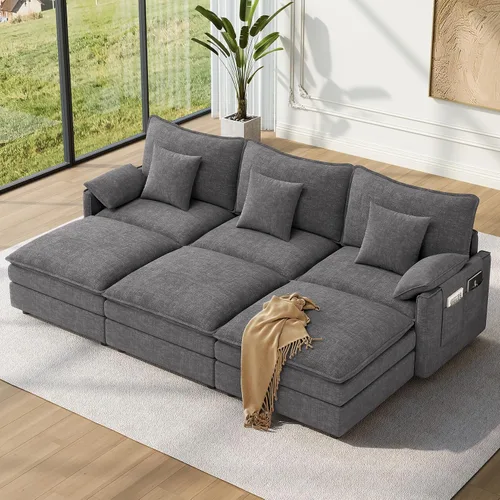 Miniatura 118 de Vesgantti 2 Piece Loveseat & 3 Seater Sofa Set, Modular Cloud Couch, Beige