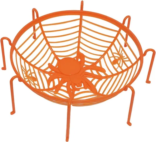 Miniatura 10 de Cuencos de cesta de tela de araña de Halloween, soporte de plástico para dulces para truco o trato, decoraciones de agarre a mano para suministros F