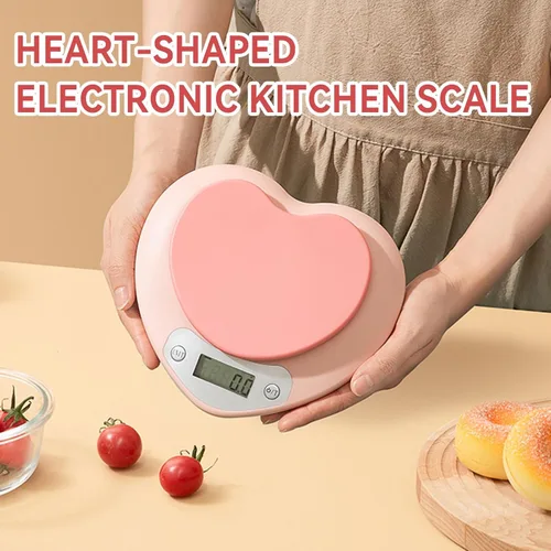 Miniatura 5 de Linda báscula de alimentos, báscula digital en forma de corazón con pantalla LCD recargable para cocinar, hornear, pesar alimentos [0.04 oz/11.0 lbs]