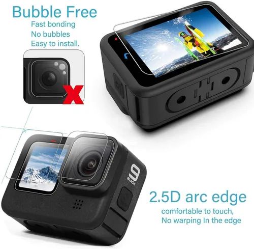 Miniatura 5 de PCTC 9 protectores de pantalla de Hero 12, 11, 10, 9, compatibles con Go Pro Hero 12/Hero 11/Hero 10/Hero 9, negro, 9 paquetes de protectores