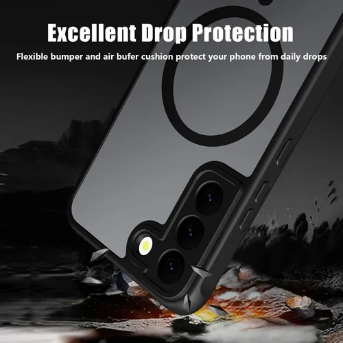 Miniatura 4 de Funda magnética para Samsung Galaxy S22, compatible con MagSafe, probada en caídas de grado militar, delgada, translúcida, mate, transparente, funda