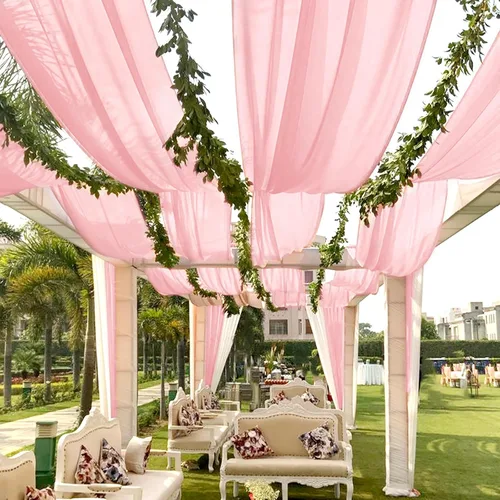 Miniatura 39 de 6 paneles de cortinas blancas para techo de boda, cortinas de techo de 5 x 10 pies, cortinas de tela transparente para arco de boda, cortinas